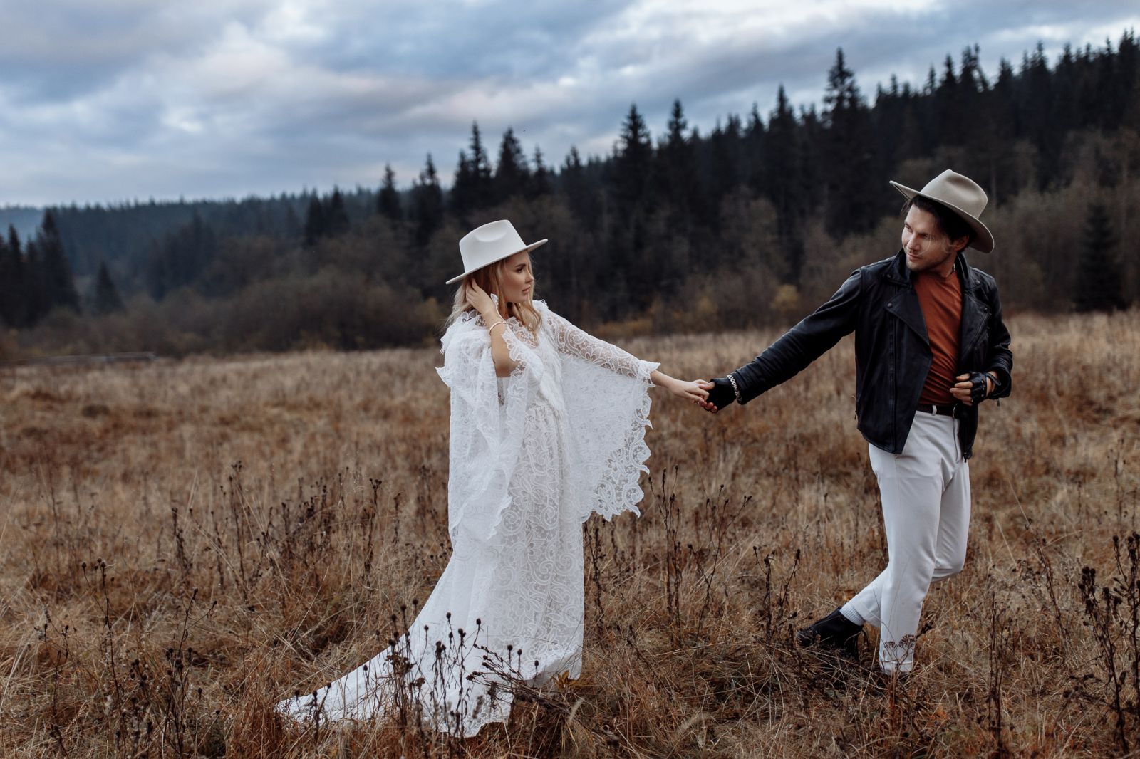 Couple in a forest edited with Master Collection preset – before