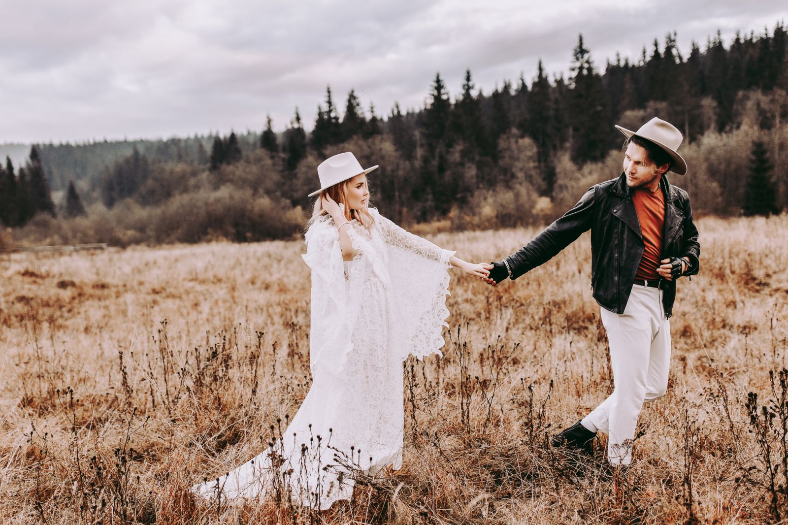 Couple in a forest edited with Master Collection preset – after